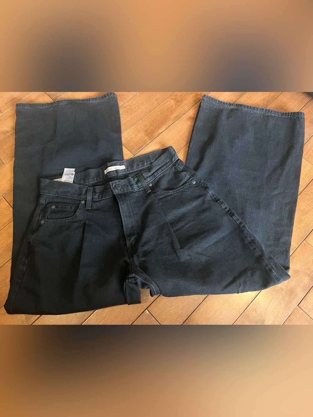 Levi's Black Baggy Dad Wide Leg Jeans with Pleats